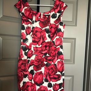 Rose pattern cocktail dress